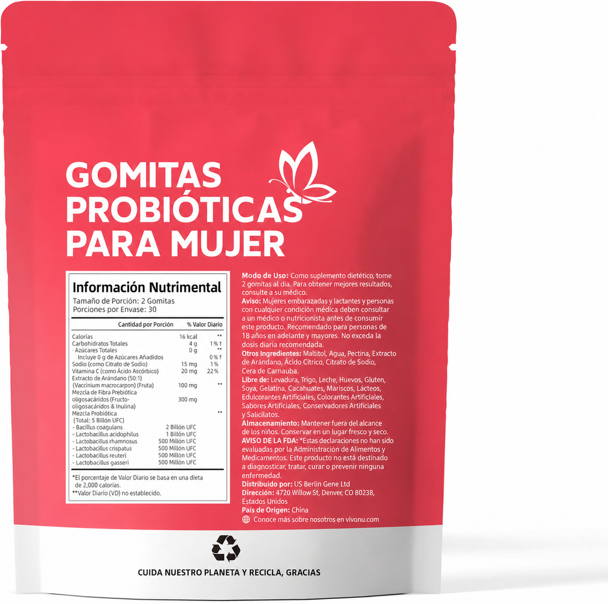 Suplemento Probioticos Mujer 60 Gomas