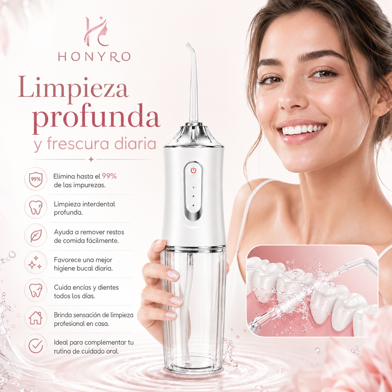 Irrigador Bucal Limpiador de Dientes Eléctrico