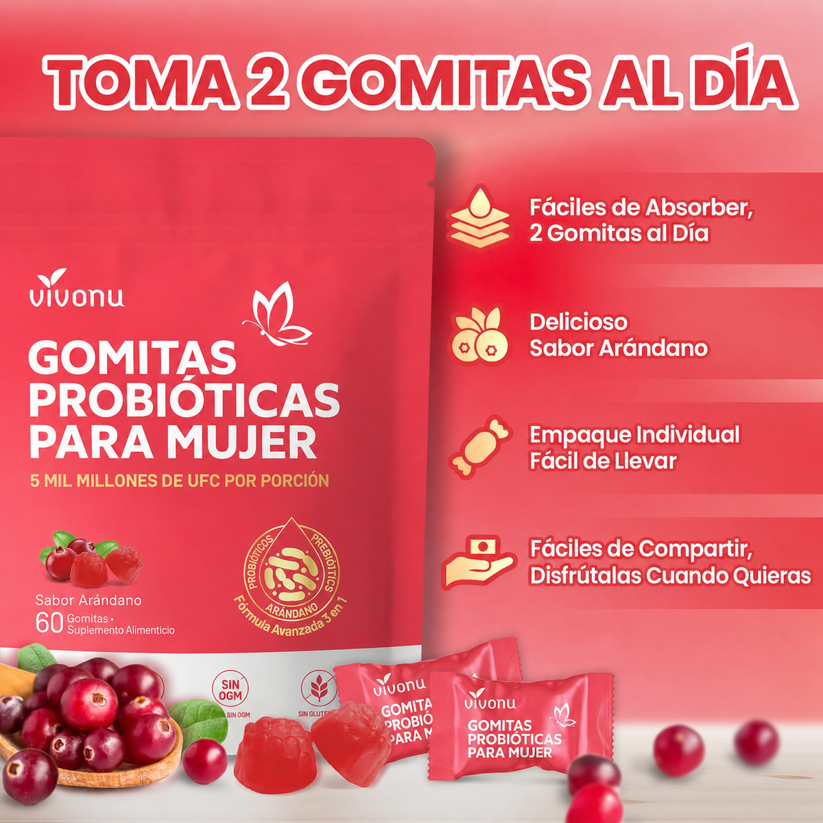 Suplemento Probioticos Mujer 60 Gomas