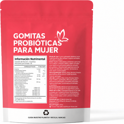 Suplemento Probioticos Mujer 60 Gomas