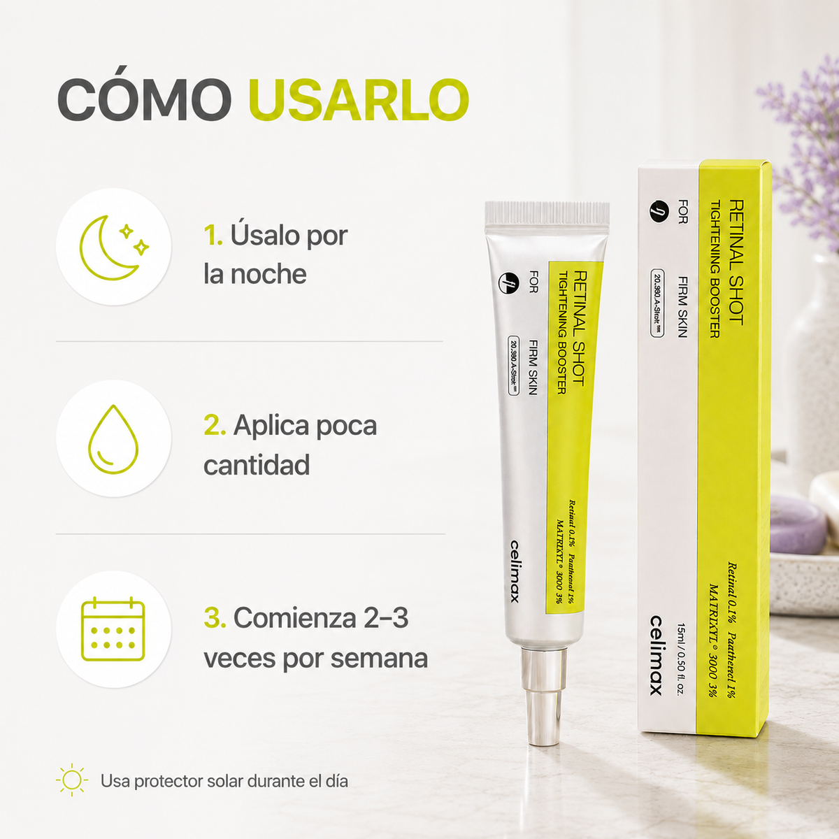 Cómo usar Celimax Retinal Shot