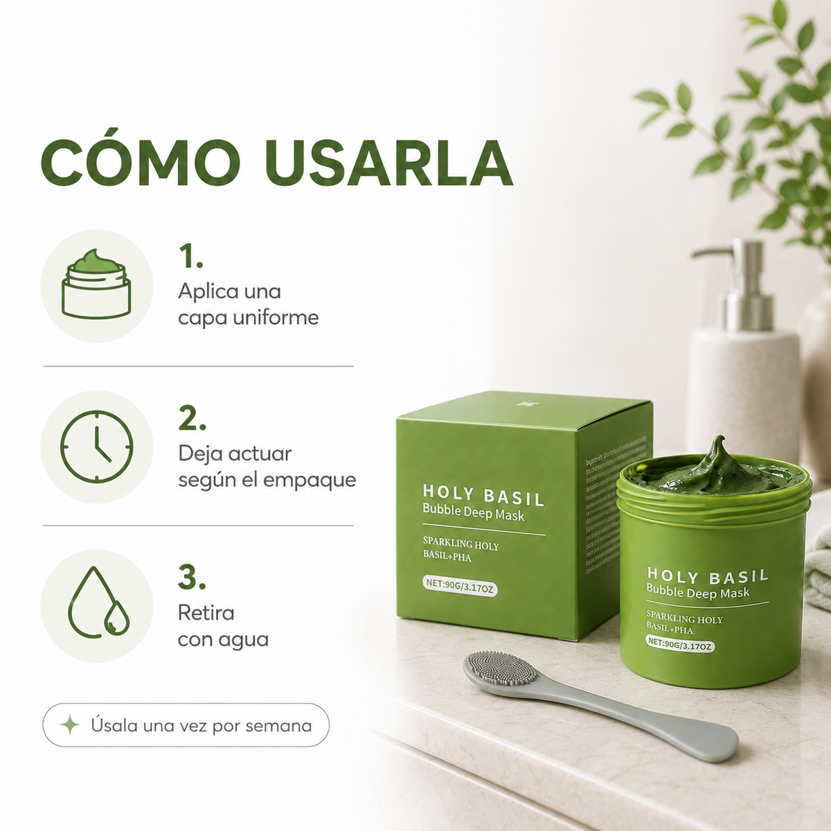 Cómo usar HOLY BASIL Bubble Deep Mask