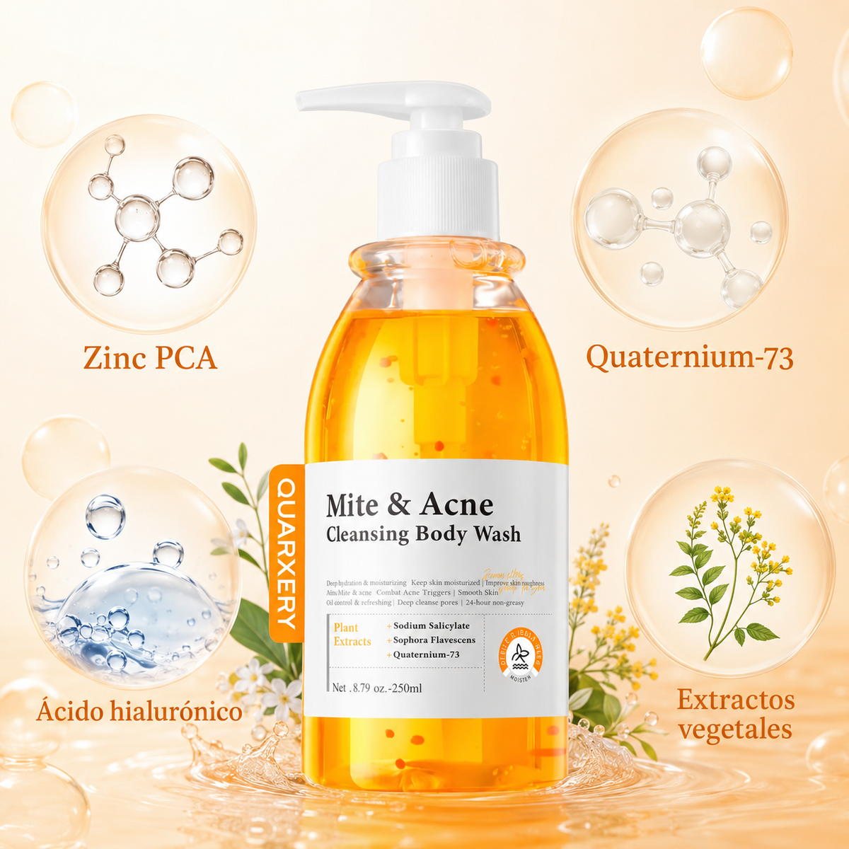 Ingredientes destacados del gel corporal Quarxery
