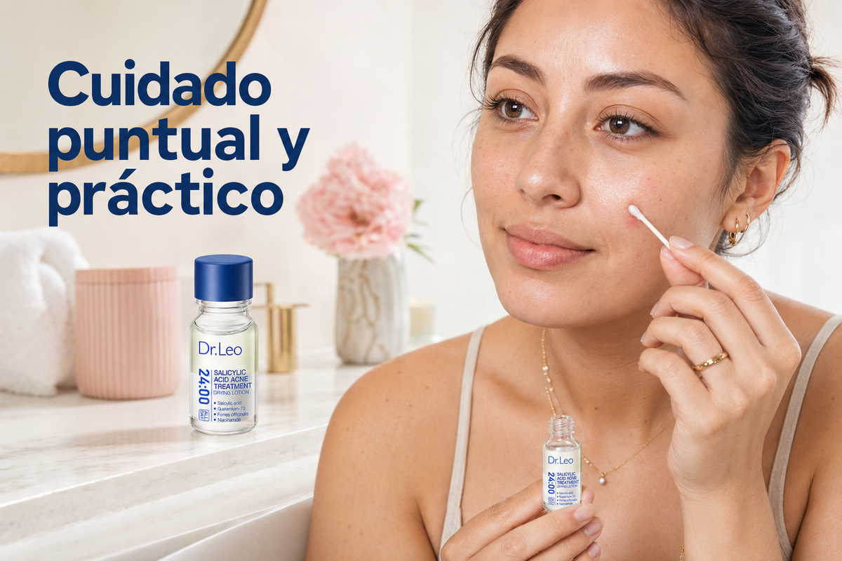 Loción Dr. Leo con ácido salicílico en rutina facial