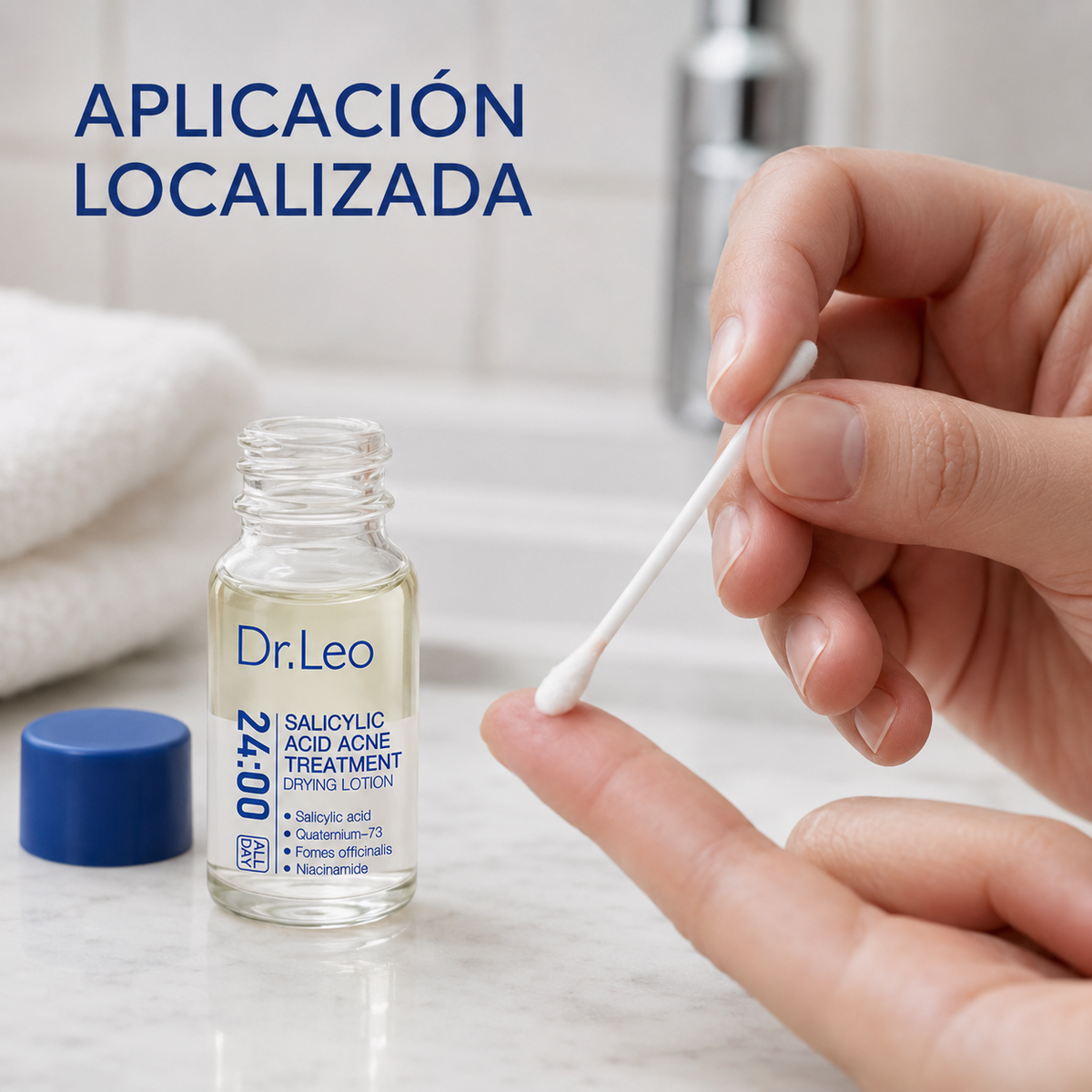 Aplicación puntual de la loción Dr. Leo