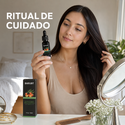 Ritual de cuidado con aceite capilar BARUBT