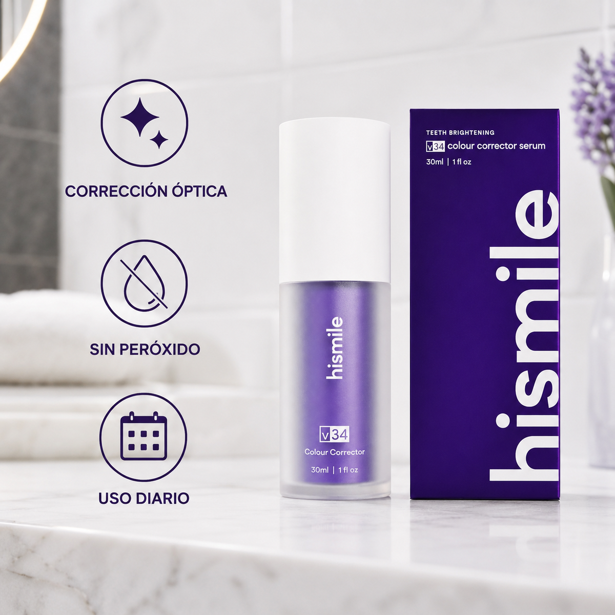 Beneficios del sérum corrector dental morado V34